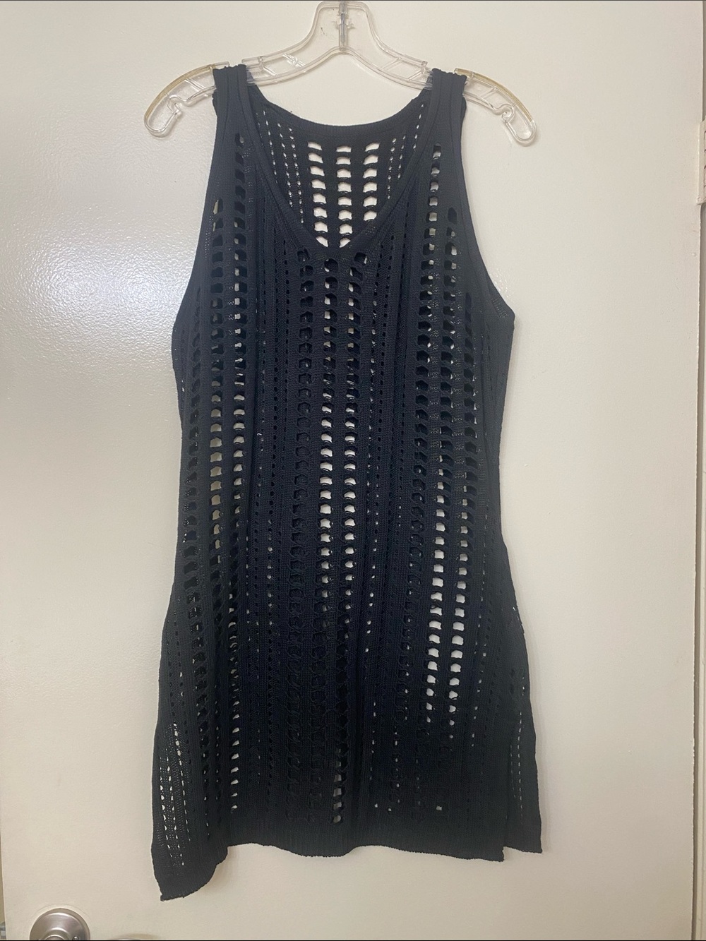 Black Crochet Tank Swim Cover-Up Dress
